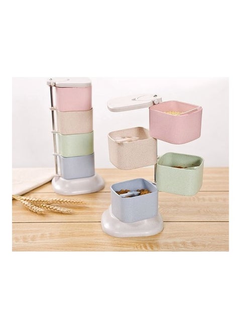 8-Piece Seasoning Containers With Spoons Multicolour 26.5x12.5cm