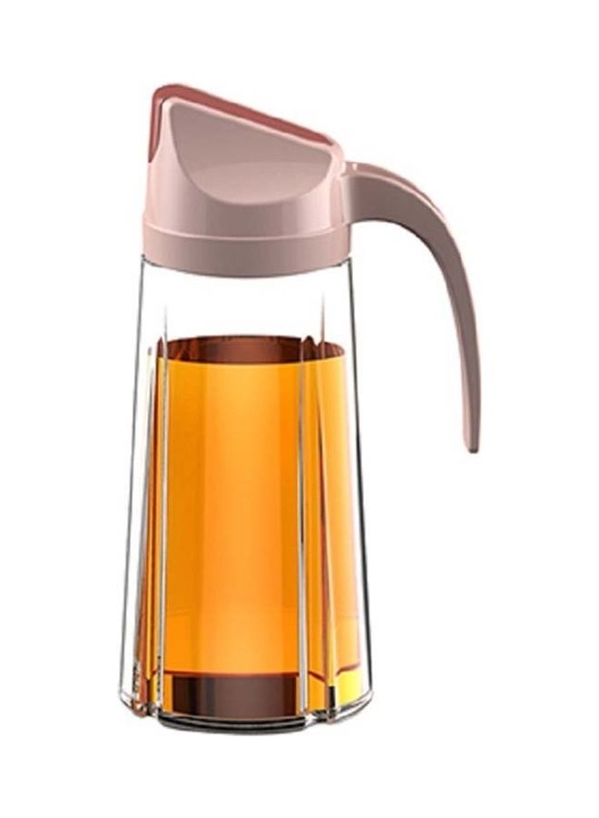 2-Piece Leak-Proof Oil Bottle with Lid and Handle Pink/Clear 630ml  - Image 1