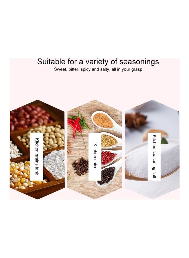 3-Piece Moisture-proof Spice Box Set with Spoon and Tray Beige/White 10 x 34 x 10cm  - Image 3
