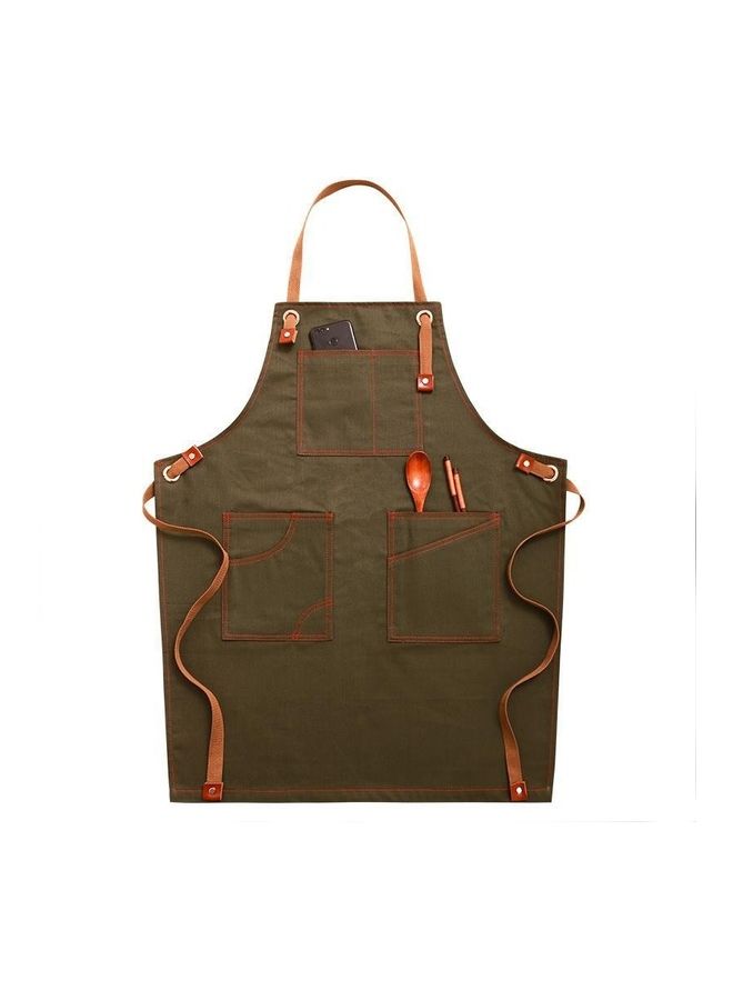Household Sleeveless Denim Apron For Children Green/Brown 47cm