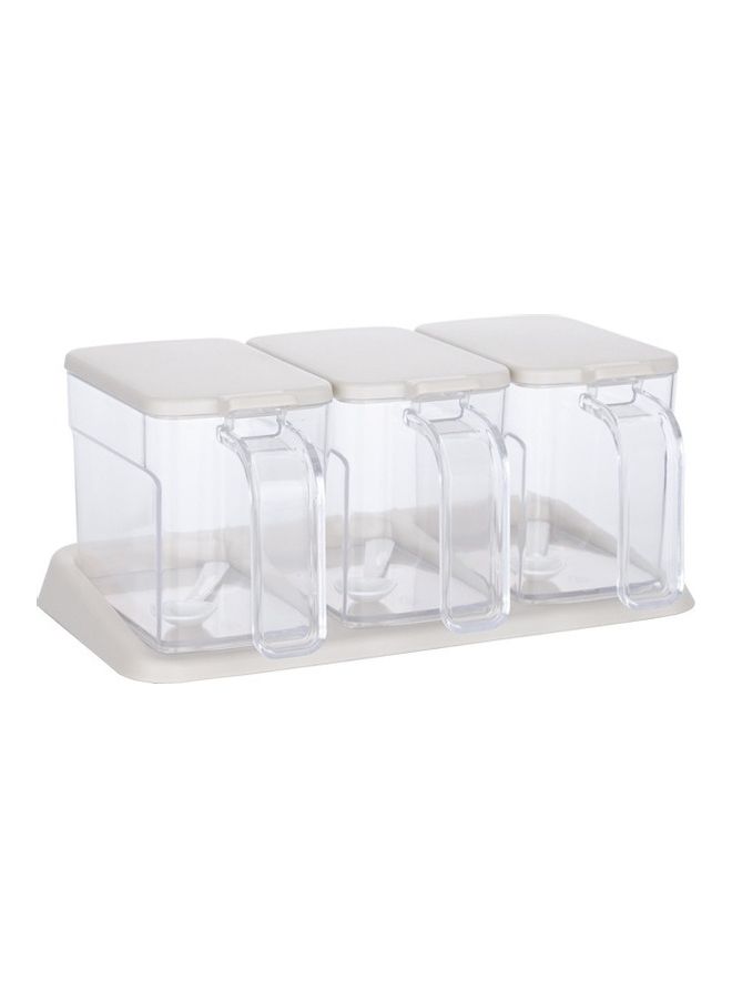 Transparent Three-Grid Seasoning Box Set with Spoon White/Transparent 27 x 18 x 15cm  - Image 2