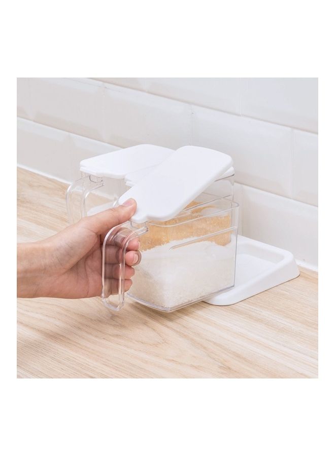 Transparent Three-Grid Seasoning Box Set with Spoon White/Transparent 27 x 18 x 15cm  - Image 4