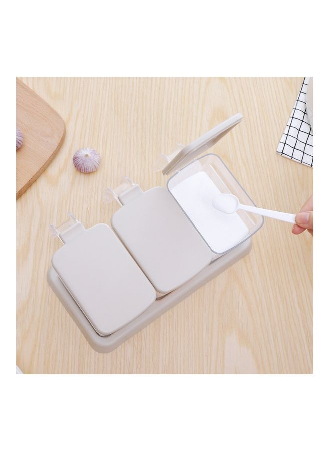 Transparent Three-Grid Seasoning Box Set with Spoon White/Transparent 27 x 18 x 15cm  - Image 5