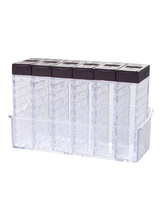 6-Piece Spices Storage Jars Brown/Clear 20 x 11 x 10cm - Image 1