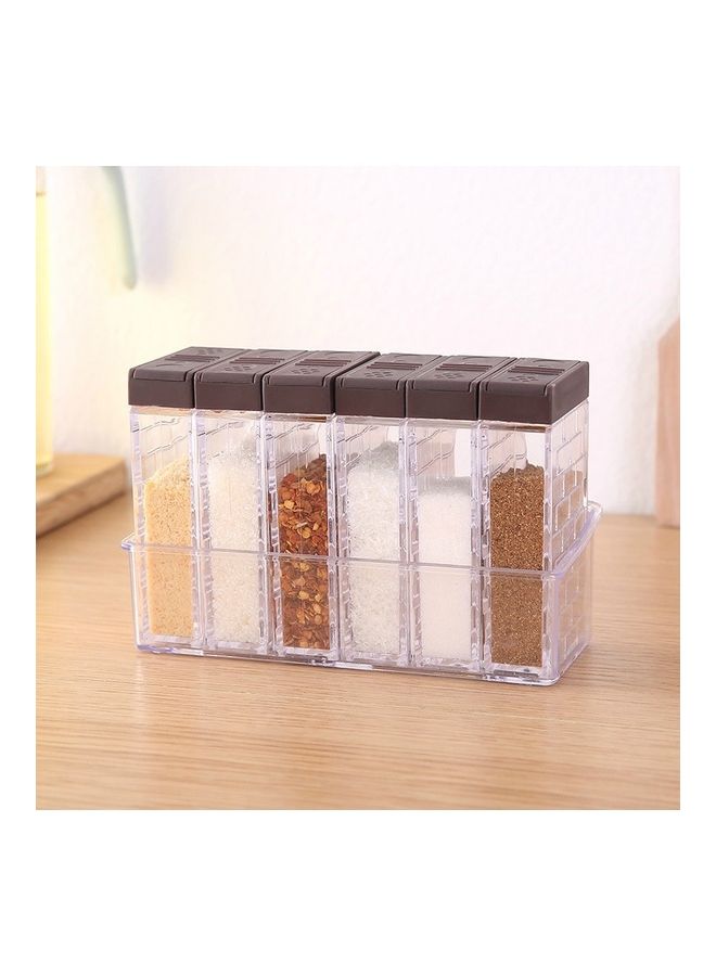 6-Piece Spices Storage Jars Brown/Clear 20 x 11 x 10cm - Image 5
