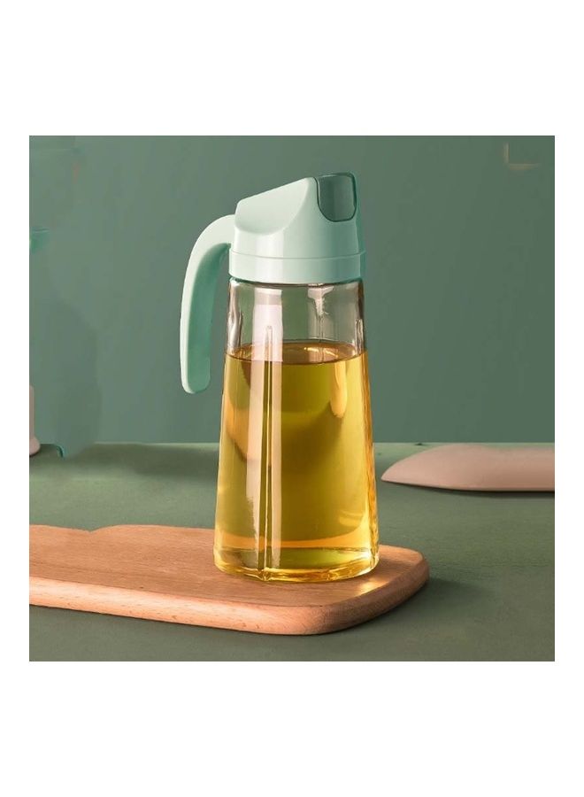 2-Piece Leak-Proof Oil Bottle with Lid and Handle Green/Clear 630ml  - Image 2
