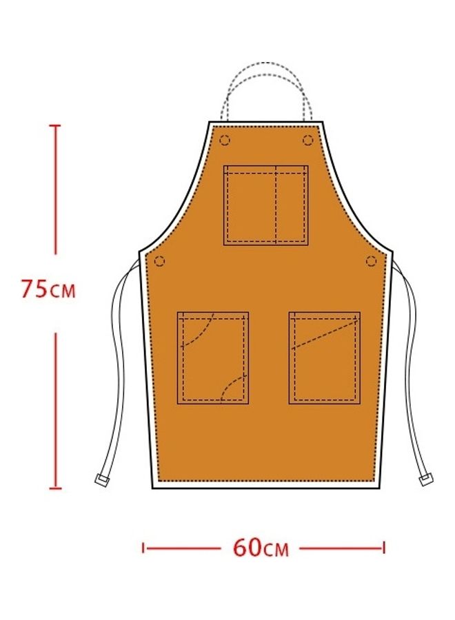 Household Sleeveless Denim Apron Yellow/Brown 75 x 60cm - Image 2