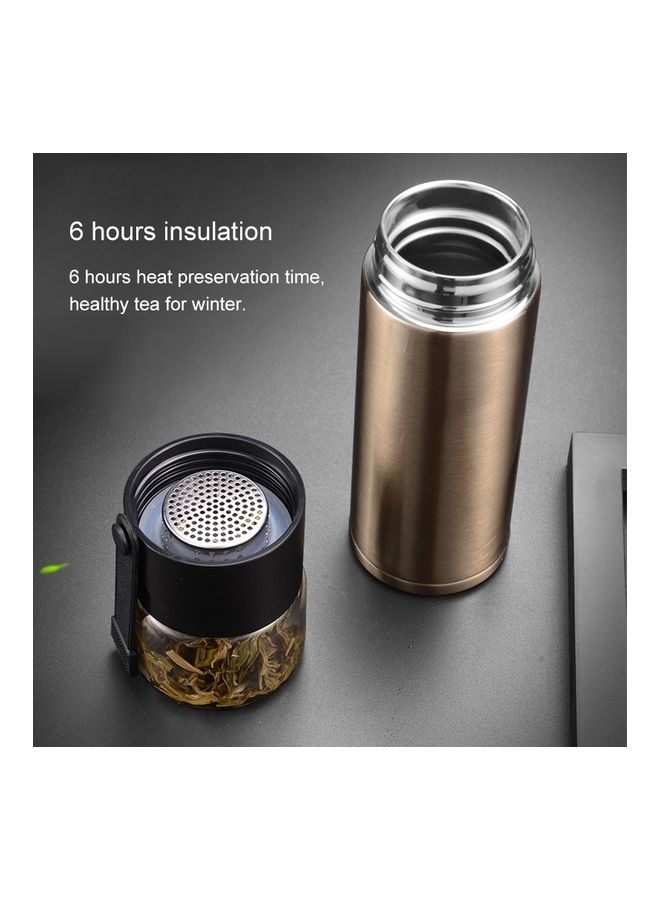 Stainless Steel Double Layer Flask Bottle Gold/Black  - Image 3
