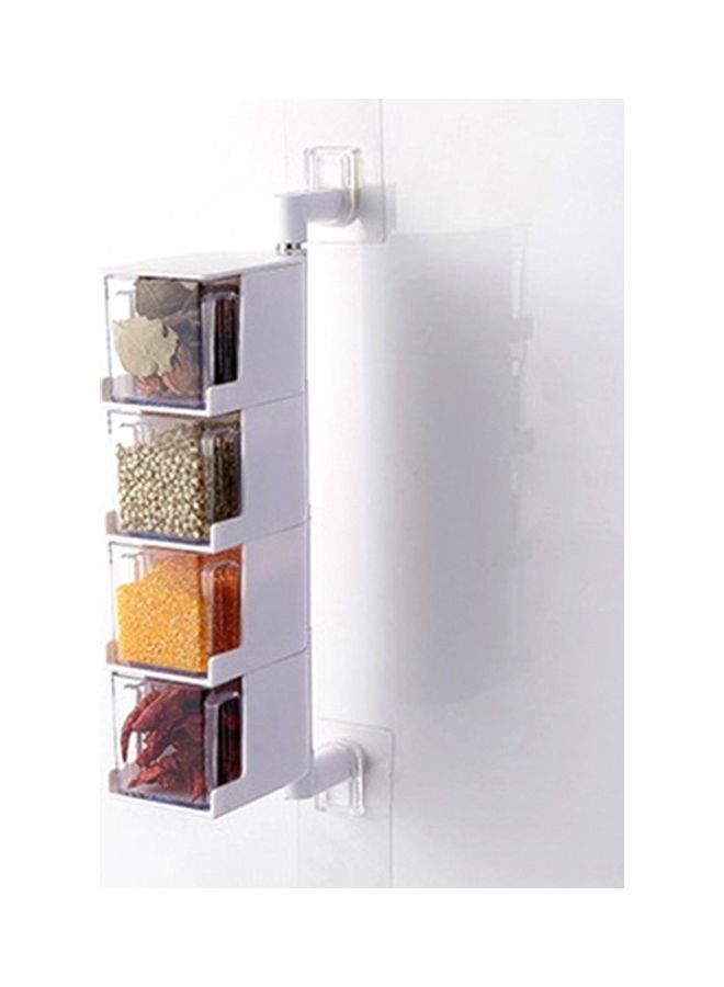 Four Grids Household Wall Mounted Rotating Storage Box White/Clear 10.5 x 6.5cm
