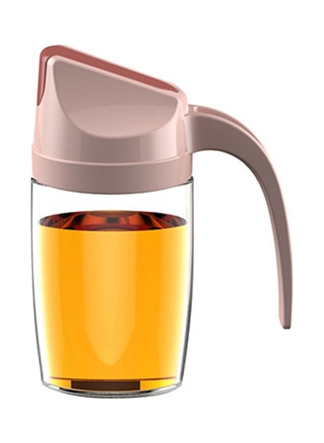 2-Piece Leak-Proof Oil Bottle with Lid and Handle Pink/Clear 300ml  - Image 1