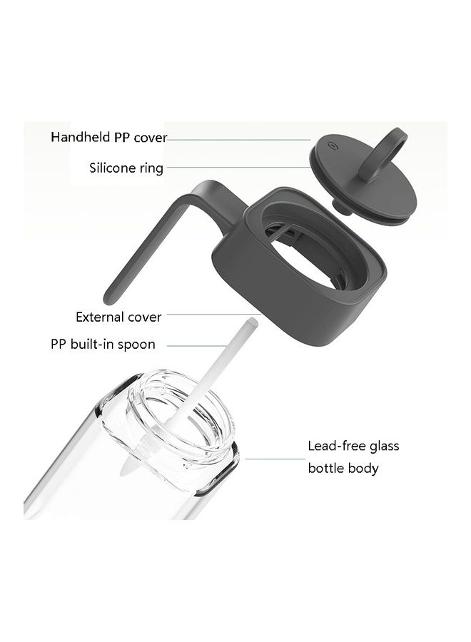 4-Piece Glass Spoon Covered Honey Bottle Black/White/Clear 138 x 105 x 85.5mm  - Image 3