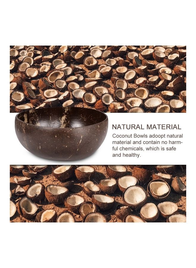 Natural Raw Coconut Shell Bowl Round Brown 18 x 18 x 8cm - Image 3