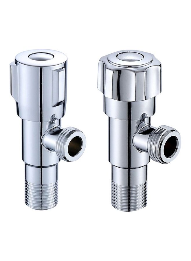 2-Piece Stainless Steel Double Outlet Angle Valve Silver - Image 1
