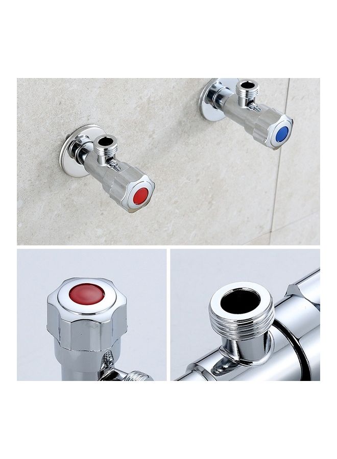 طقم صمام زاوية بمخرج مزدوج من الستانلس ستيل من قطعتين فضي - Image 4