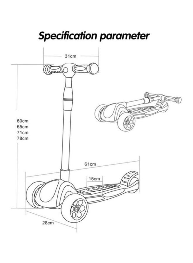 Cool Baby Foldable Kick Scooter - Assorted Colours Pink 61x31x78cm - Image 3