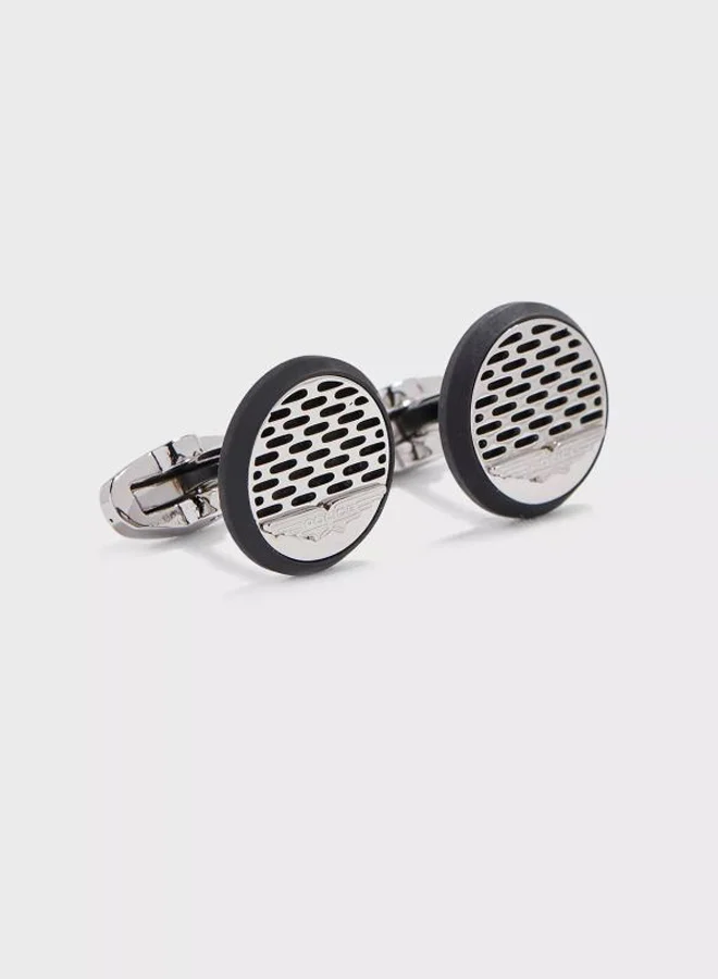 POLICE Pozas Silver Metallic Luxury Cufflinks for Men