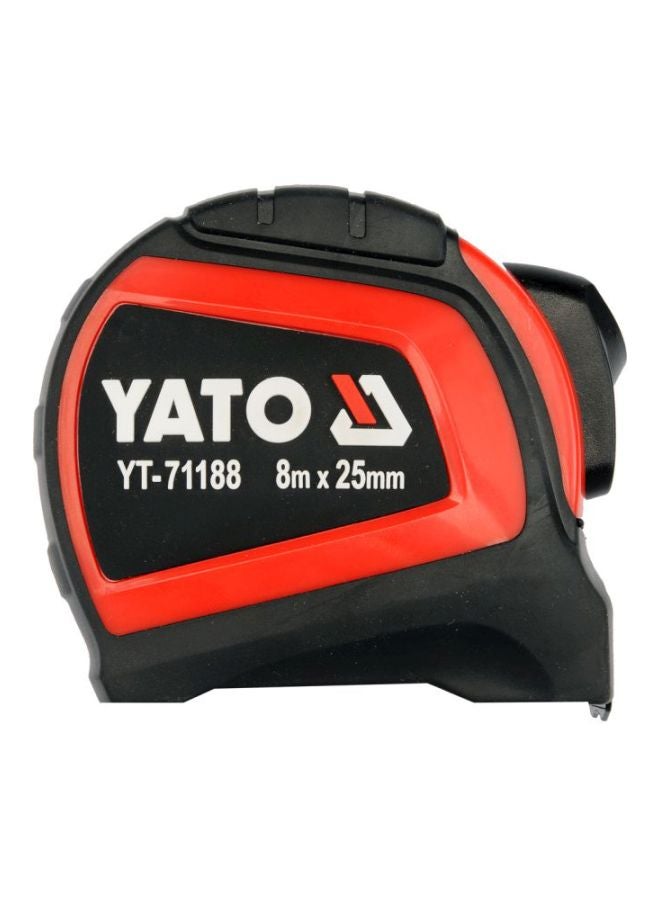 ياتو شريط قياس مقاس 8 م × 25 مم بغلاف نفطة مزدوج طراز YT-71188 أسود/أحمر/أبيض 8*0.025متر  - Image 1