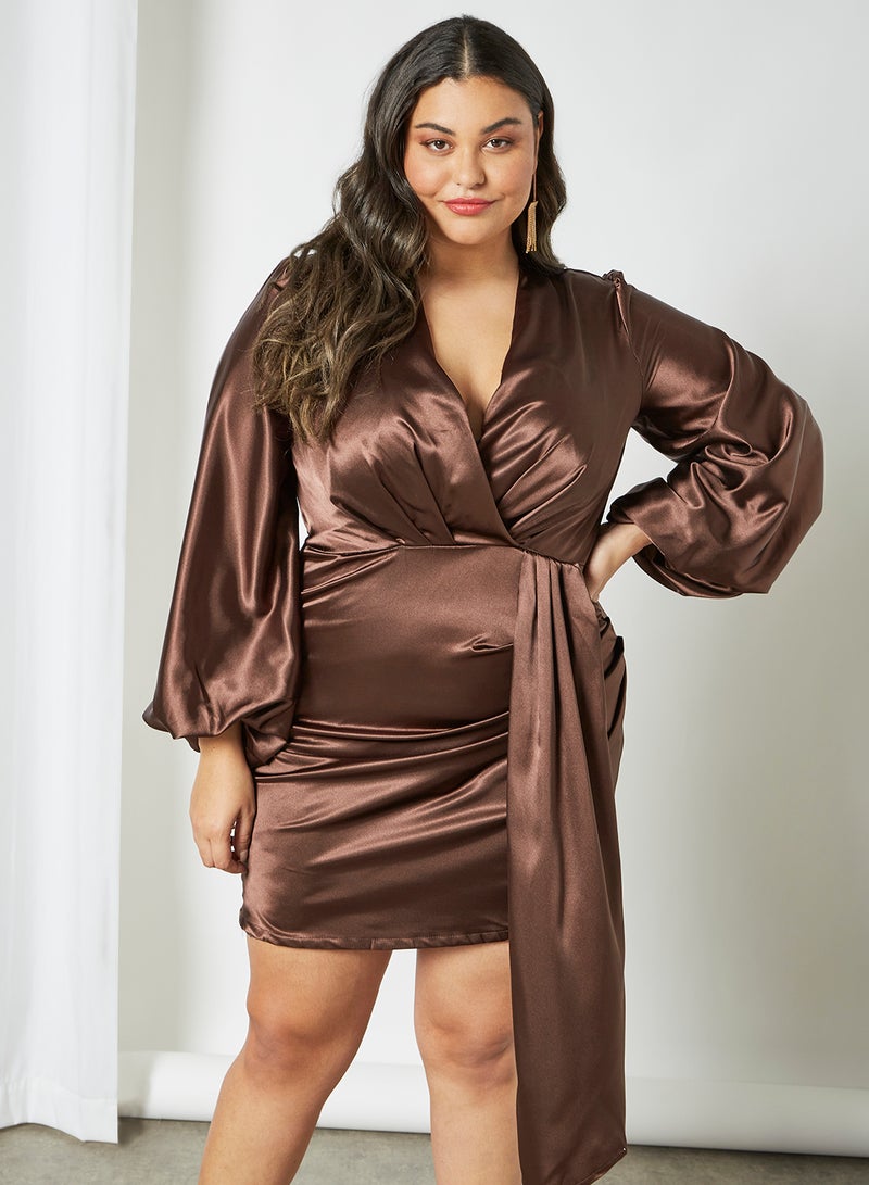 tfnc LONDON - Izusa Mini Dress Brown - Image 1
