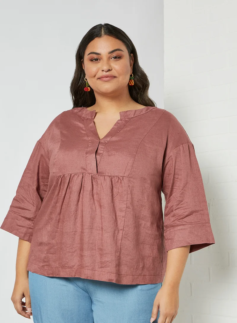 Violeta By Mango Plus Size Linen Top