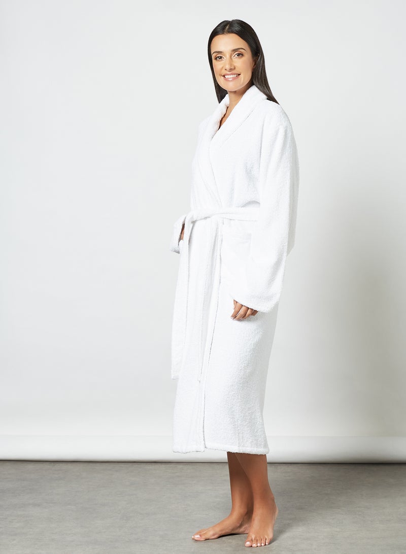Noon East - Bathrobe - 380 GSM 100% Cotton Terry Silky Soft Spa Quality Comfort - Shawl Collar & Pocket - 1 Piece White S/M - Image 1