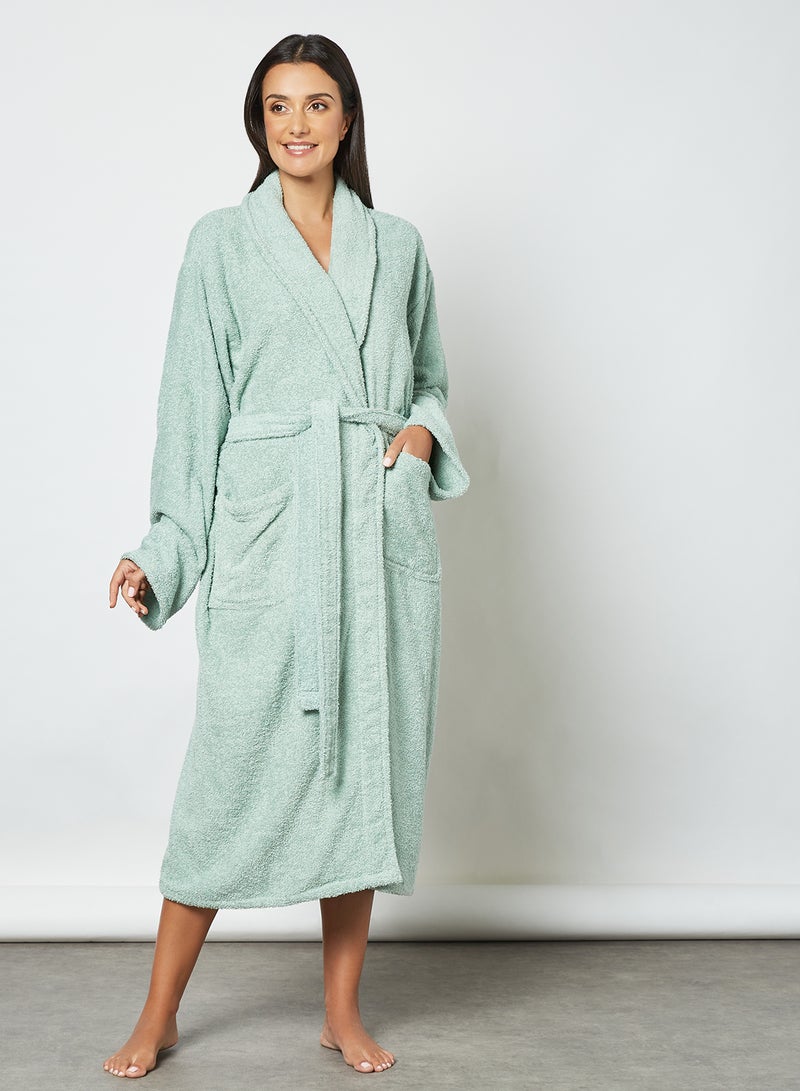 Bathrobe - 380 GSM 100% Cotton Terry Silky Soft Spa Quality Comfort - Shawl Collar & Pocket - 1 Piece Surf S/M - v1622950989/N43754131A_6