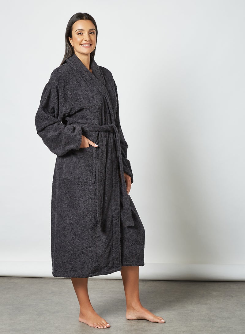 Noon East Bathrobe - 380 GSM 100% Cotton Terry Silky Soft Spa Quality Comfort - Shawl Collar & Pocket - Black Color - 1 Piece Black L/XL - Image 4