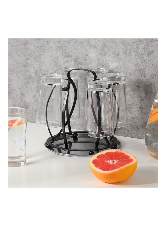 Wrought Iron Cup Holder With Belt Tray Black/Silver 17x19cm  - Image 1