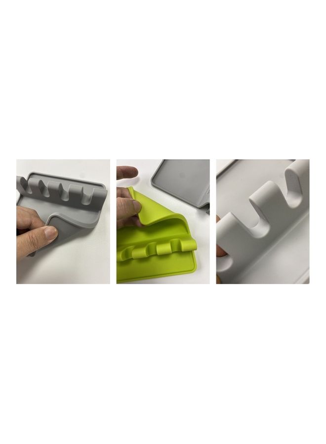 طقم حامل ملاعق من السيليكون مكون من قطعتين أخضر 10x4.5x3.54بوصة  - Image 3