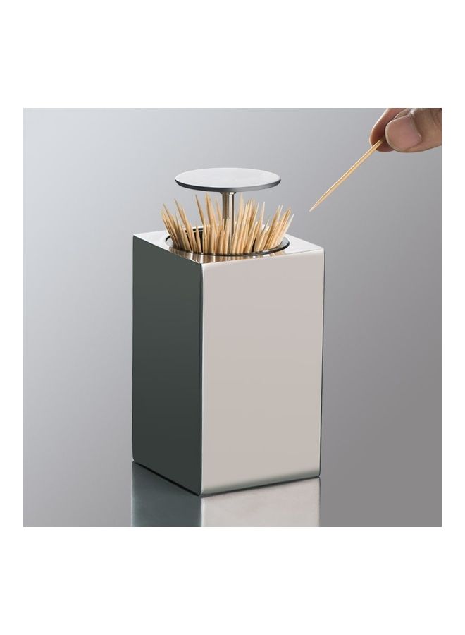 Push-Type Toothpick Holder Silver 6 x 9.8cm  - Image 3