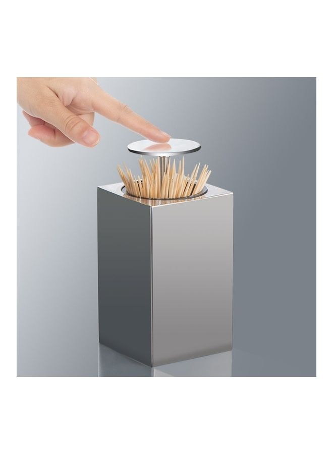 Push-Type Toothpick Holder Silver 6 x 9.8cm  - Image 2