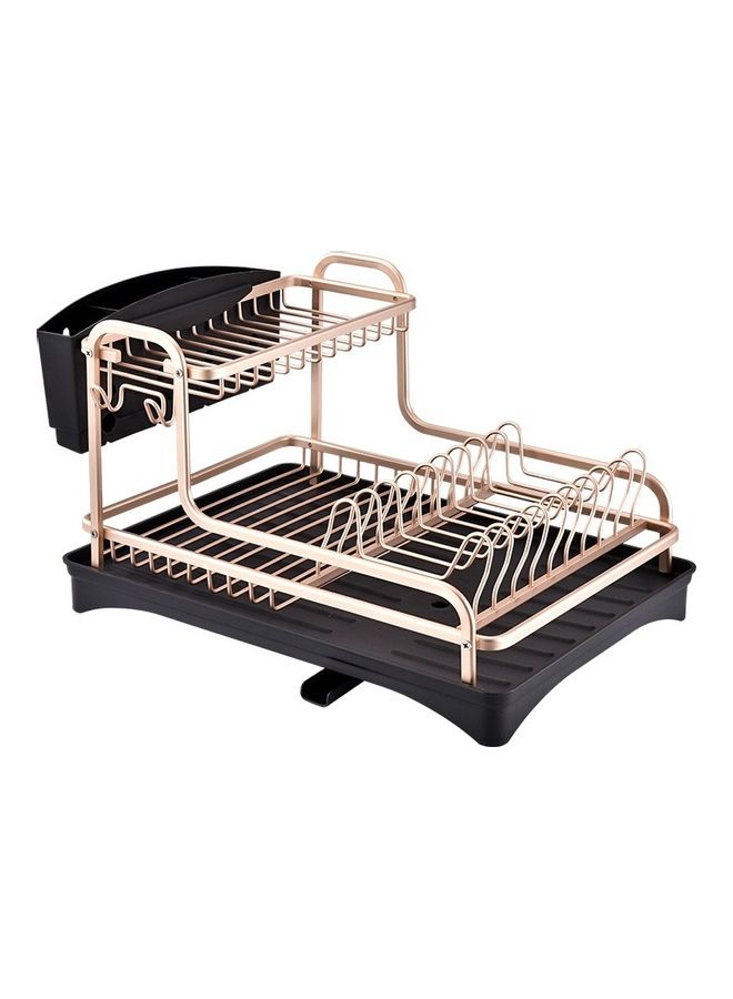 رف أطباق بطبقتين . أسود/ذهبي 42x30x25سم - Image 2