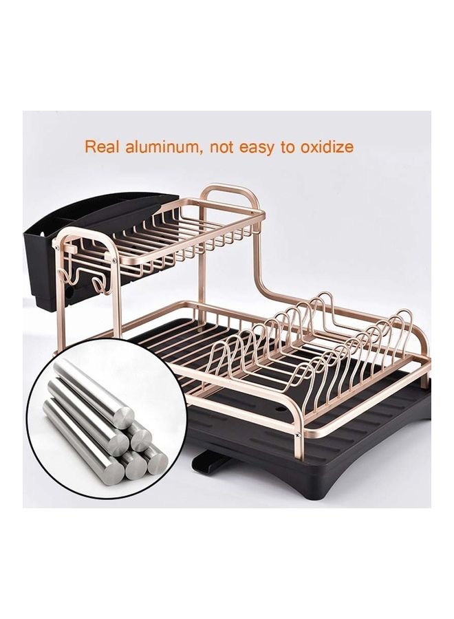 رف أطباق بطبقتين . أسود/ذهبي 42x30x25سم - Image 3