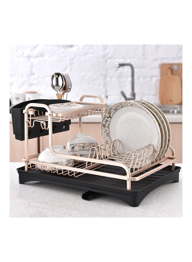 رف أطباق بطبقتين . أسود/ذهبي 42x30x25سم - Image 4