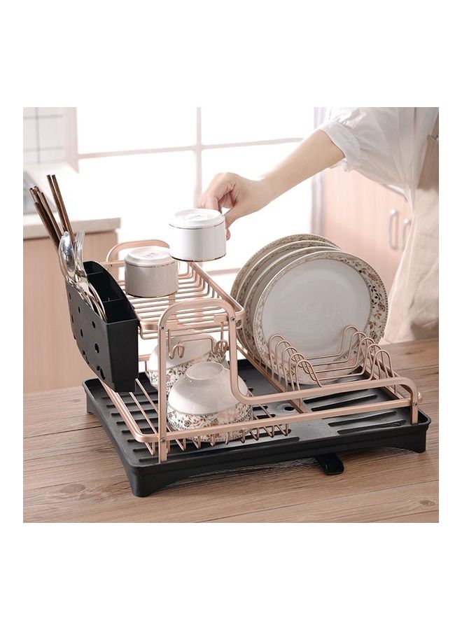 رف أطباق بطبقتين . أسود/ذهبي 42x30x25سم - Image 5