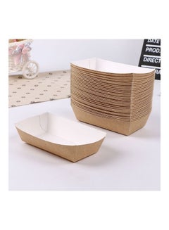 100-Piece Waterproof And Oil-Proof Food Packaging Box Brown/White 18x19x18cm