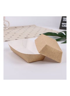Generic 100-Piece Waterproof And Oil-Proof Food Packaging Box Brown/White 18x19x18cm  - Image 5
