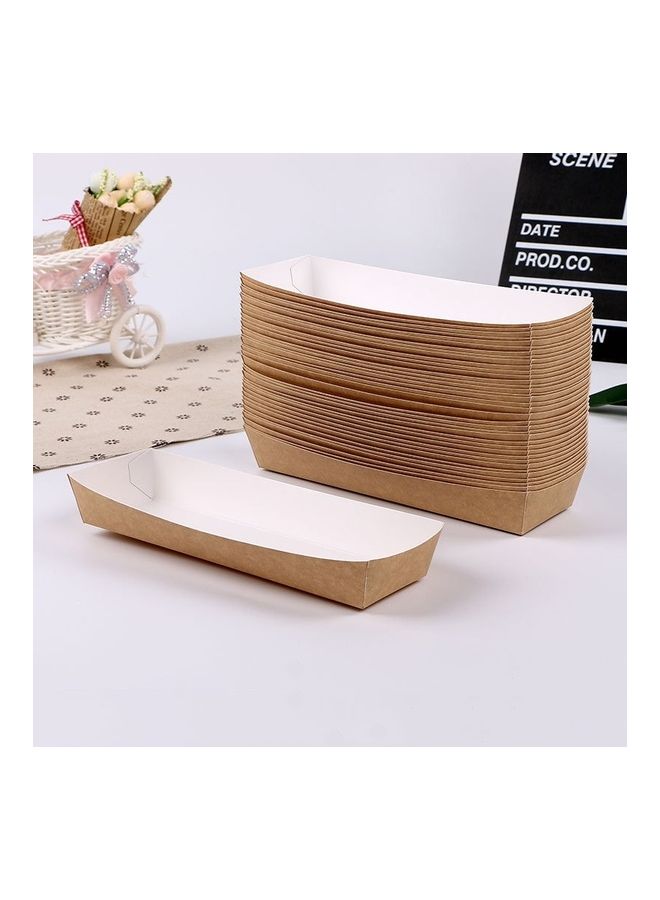 100-Piece Waterproof And Oil-Proof Food Packaging Box Brown/White 25x19x18cm - Image 1