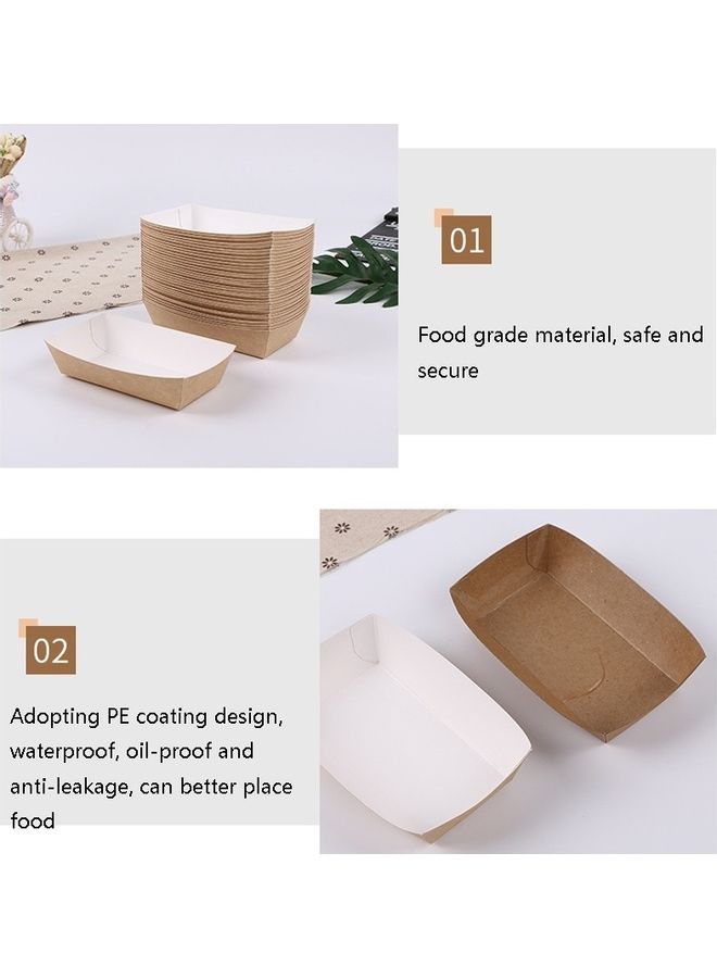 100-Piece Waterproof And Oil-Proof Food Packaging Box Brown/White 25x19x18cm - Image 3