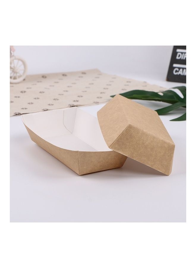 100-Piece Waterproof And Oil-Proof Food Packaging Box Brown/White 25x19x18cm - Image 5