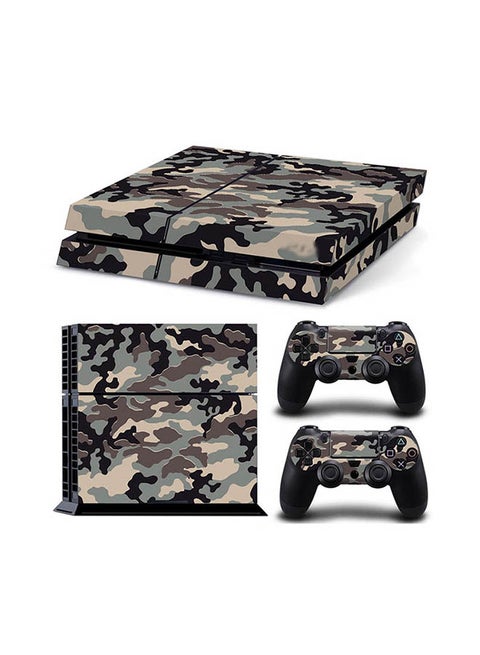 Console And Controller Sticker Set For PlayStation 4 Brown Camouflage
