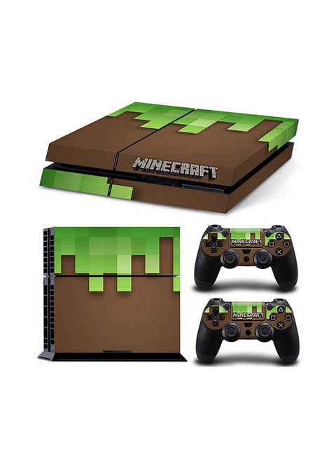 طقم ملصقات لجهاز الألعاب وذراع التحكم لجهاز بلايستيشن 4 مستوحى من لعبة "Minecraft"