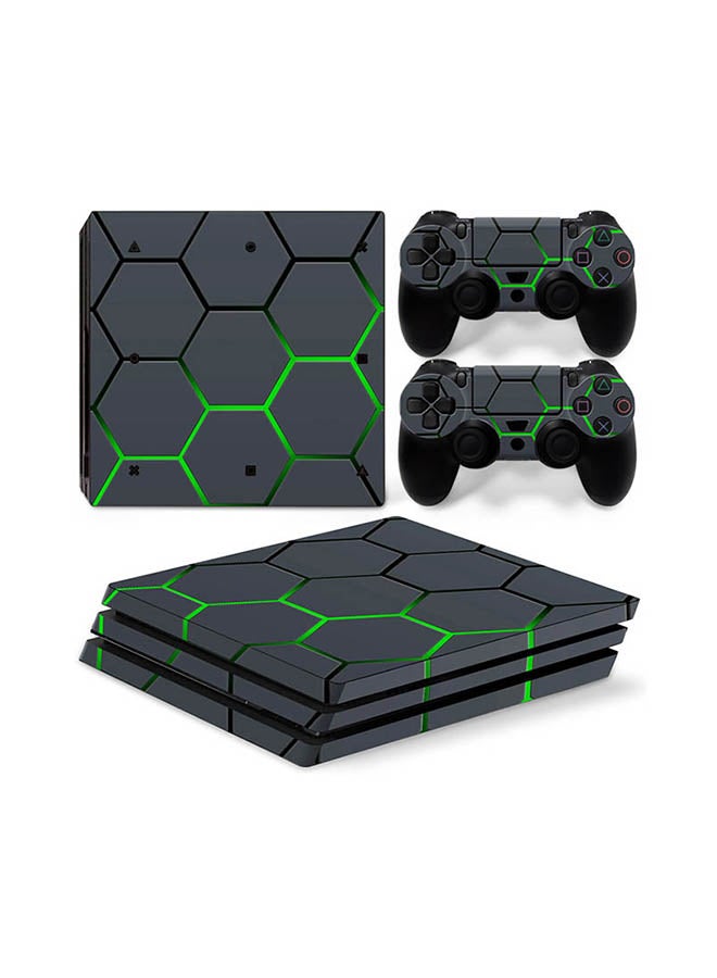 Vinyl Decal - Console And Controller Sticker Set For PlayStation 4 Pro Green Neon - Image 1
