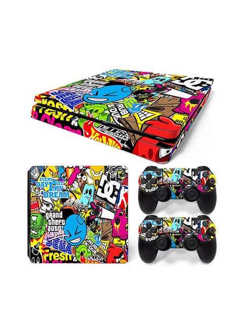 Console And Controller Sticker Set For PlayStation 4 Slim Doodle