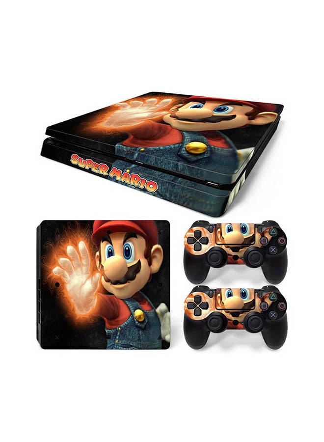 Vinyl Decal - Console And Controller Sticker Set For PlayStation 4 Slim Super Mario - Image 1