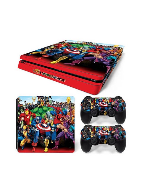 Console And Controller Sticker Set For PlayStation 4 Slim Marvel Heroes