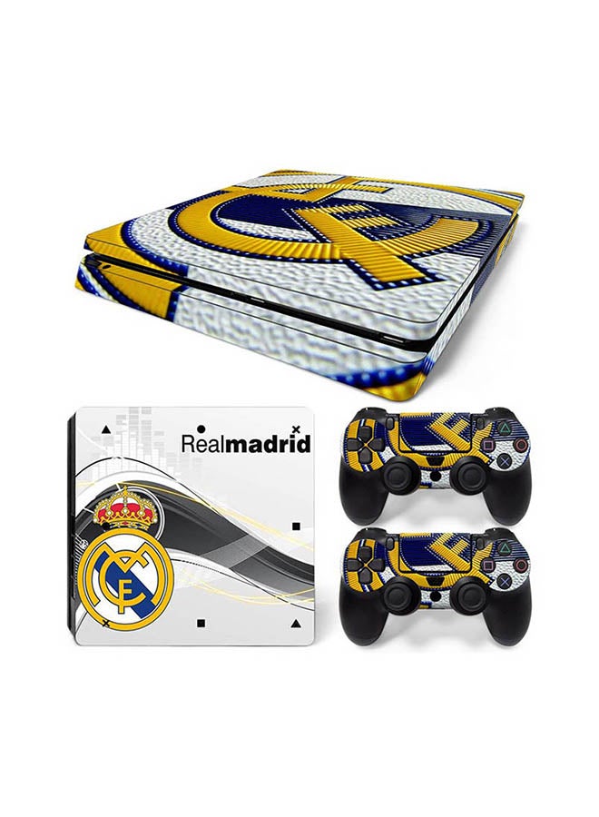 فينيل ديكال Vinyl Decal Console And Controller Sticker Set For Playstation 4 Slim Real Madrid