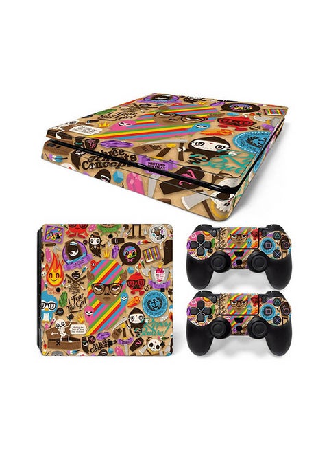 Console And Controller Sticker Set For PlayStation 4 Slim Cartoon