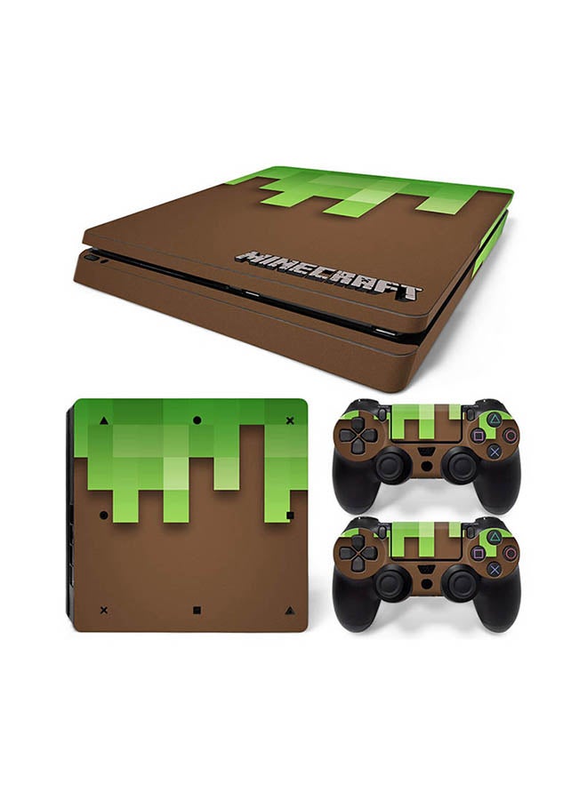 Vinyl Decal Console And Controller Sticker Set For PlayStation 4 Slim Minecraft 