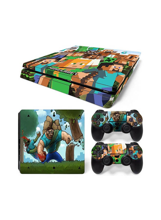 Vinyl Decal - Console And Controller Sticker Set For PlayStation 4 Slim Mine Craft - Image 1