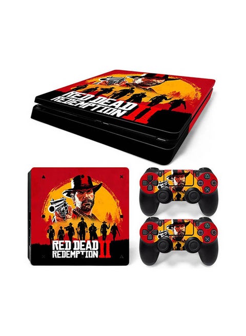 Console And Controller Sticker Set For PlayStation 4 Slim Red Dead
